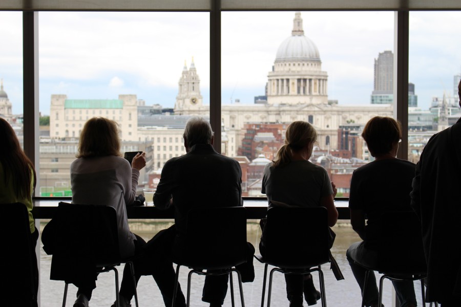 Image of Silhouettes against window out to Saint Pauls 