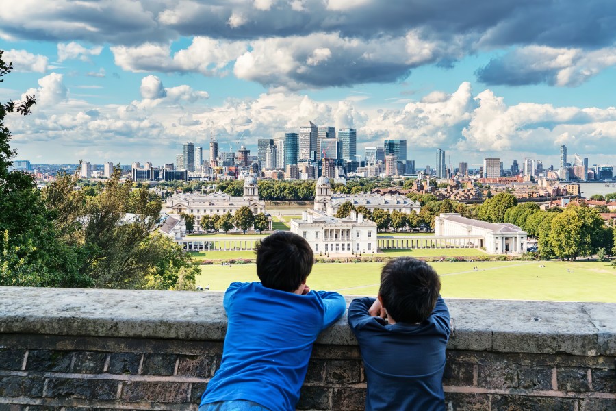 Image of Children looking over city